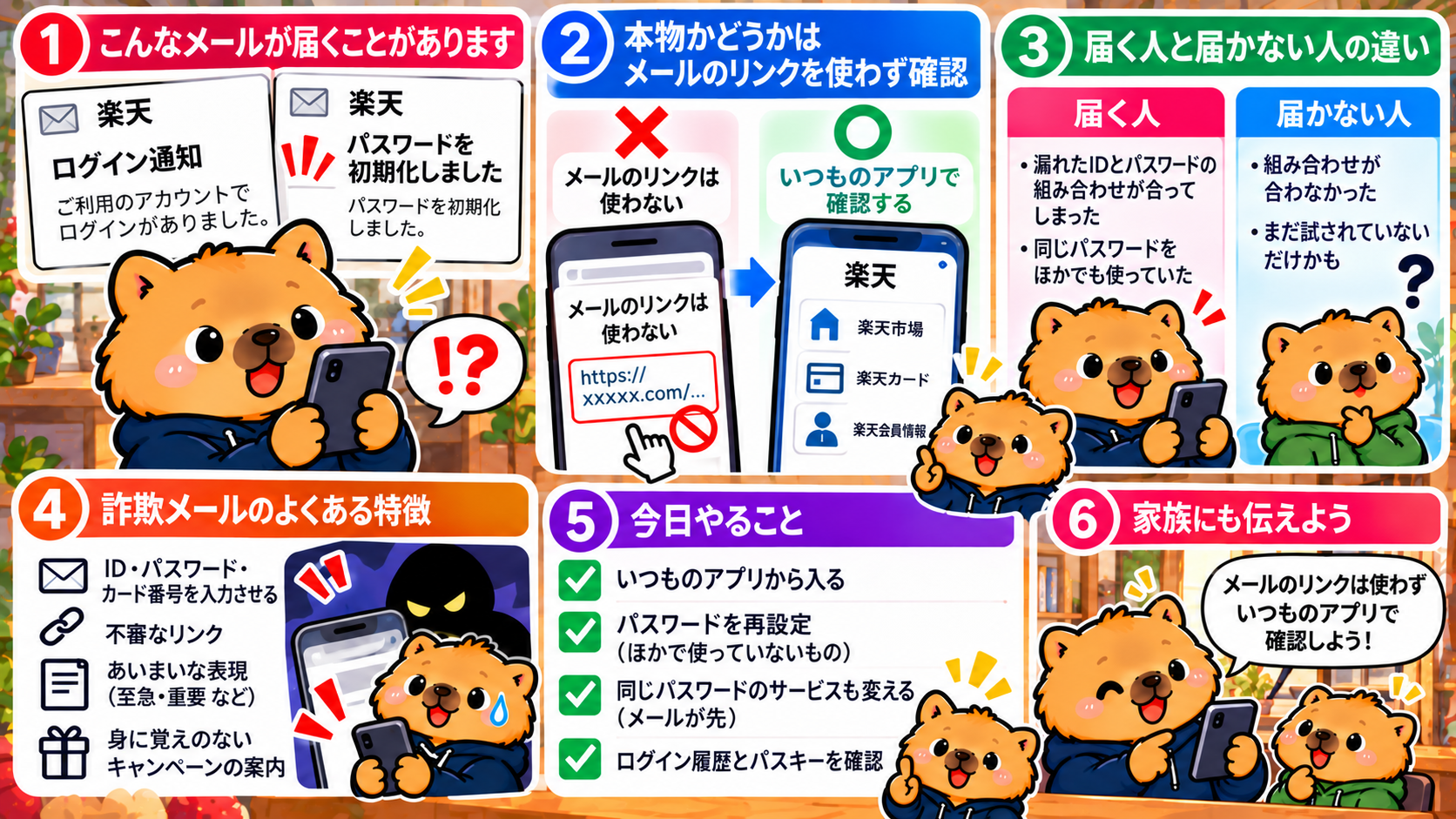 楽天「パスワード初期化のご連絡」は本物？届いたら今日やることのイメージ図